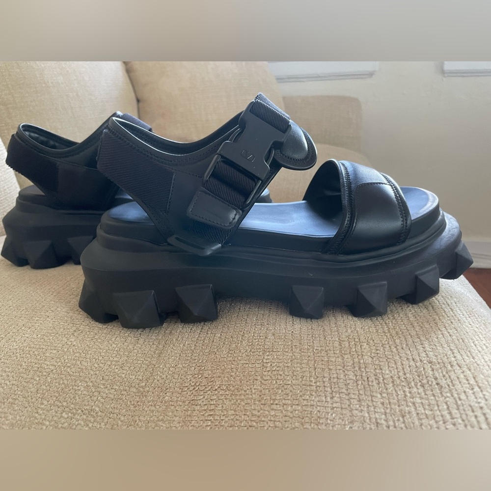 Valentino Garavani Leather Lug Sole Sandals.
